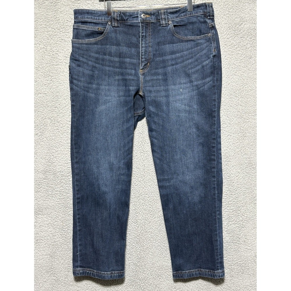 Duluth Trading Co Mens Ballroom Double Flex Jeans Relaxed Fit Dark Wash Size 38-